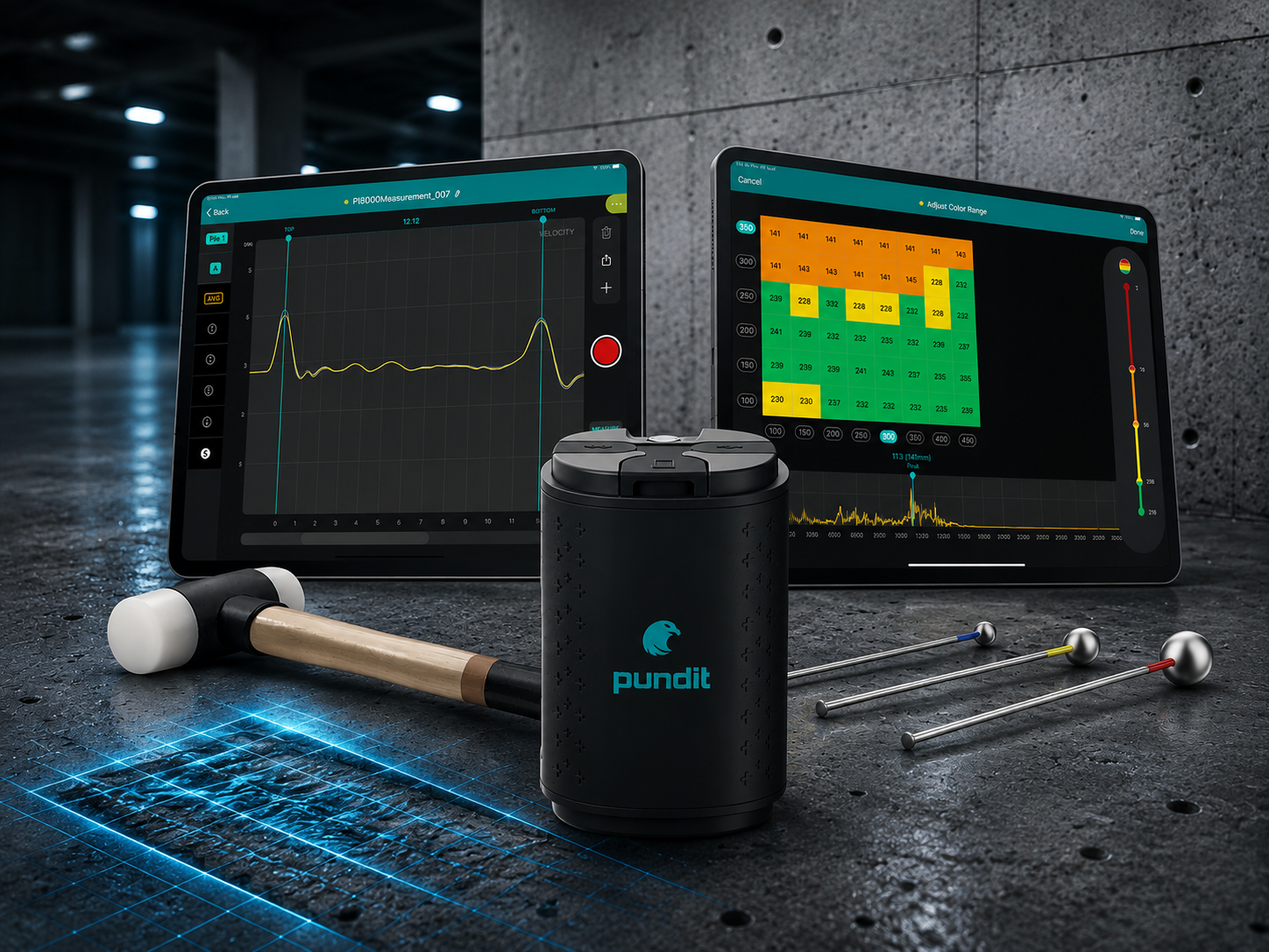 Equipo PI8000 para pruebas de integridad en pilotes de concreto.