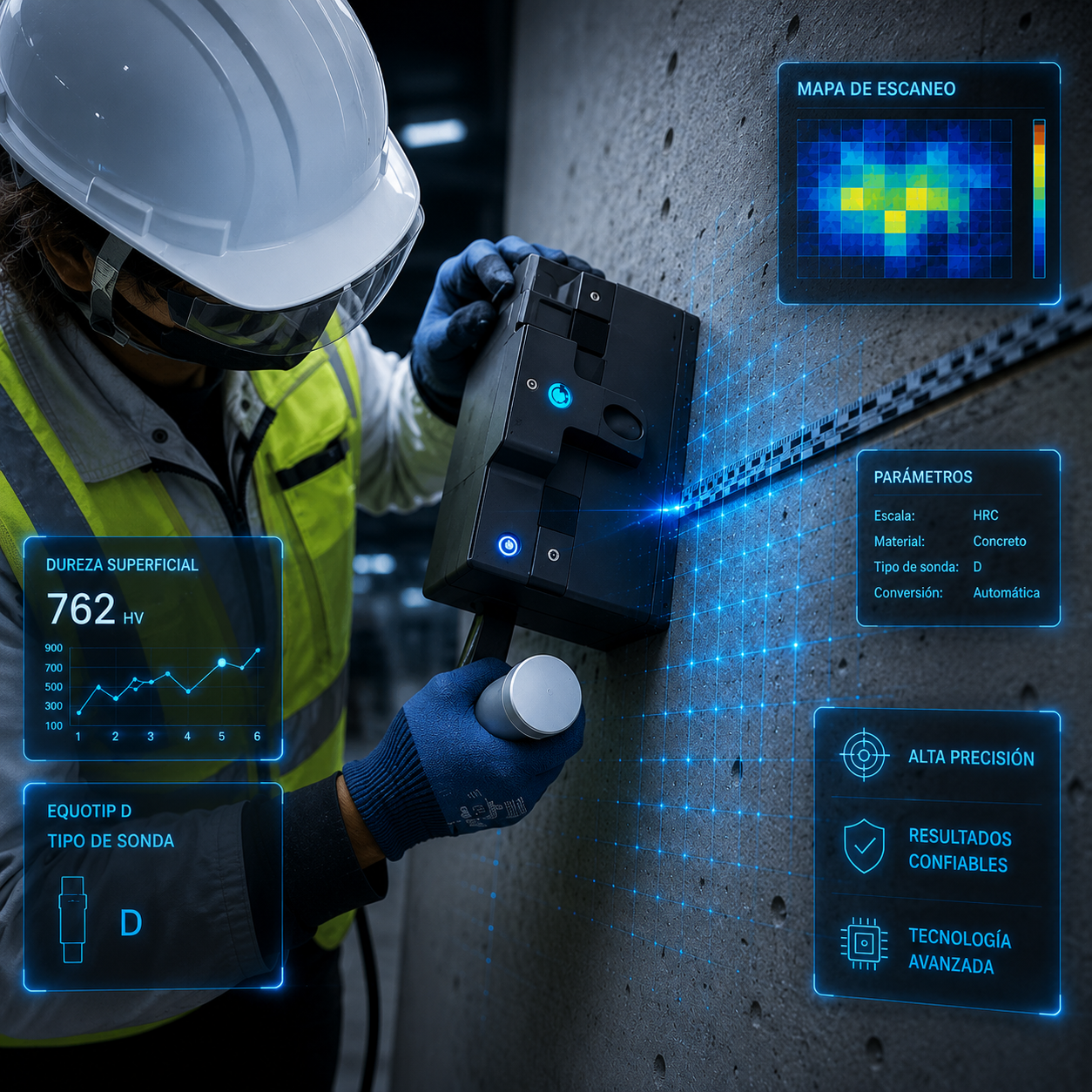 Pundit PD8050 equipo de eco de pulso ultrasónico para inspección y evaluación de estructuras de concreto