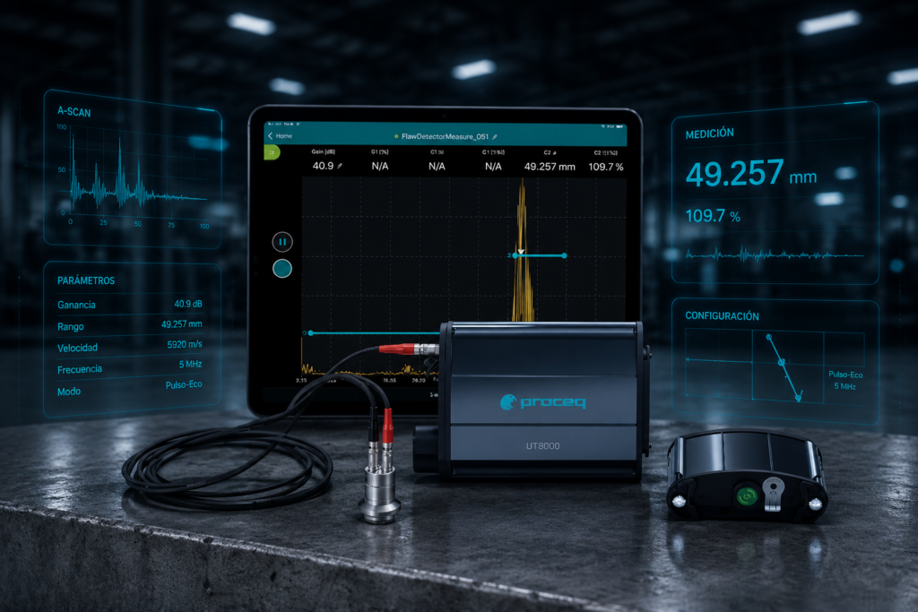 Detector de fallas ultrasónico para inspección de soldaduras y materiales metálicos