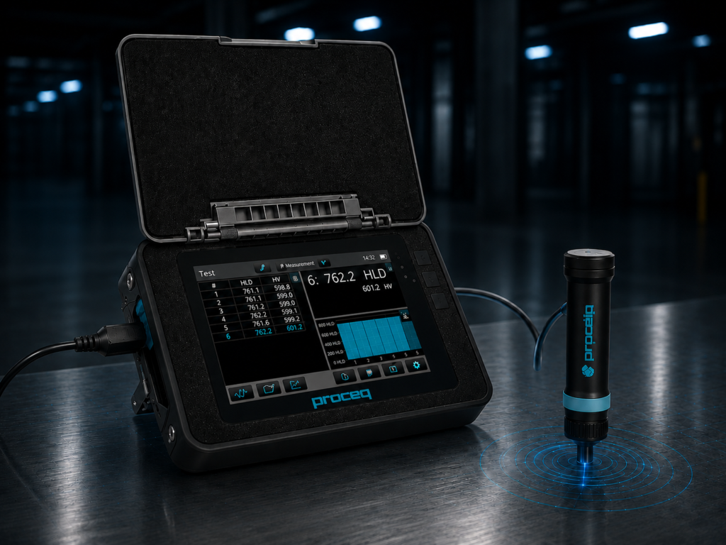 Equotip 540 UCI para medición portátil de dureza en metales mediante tecnología ultrasónica UCI