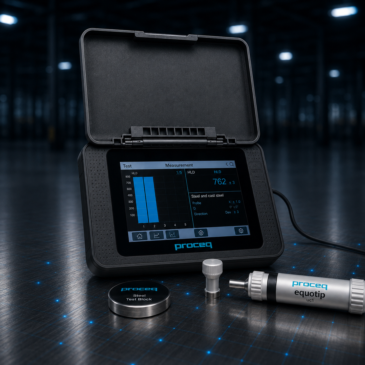 Equotip 540 UCI para medición portátil de dureza en metales mediante tecnología ultrasónica UCI