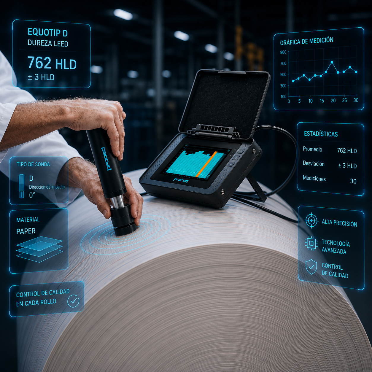 Equotip 550 Leeb U para medición portátil de dureza en metales mediante el método Leeb