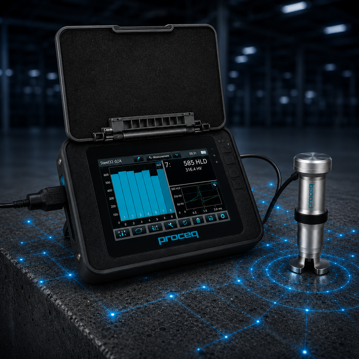 Equotip 550 Portable Rockwell para medición portátil de dureza en metales mediante el método Rockwell